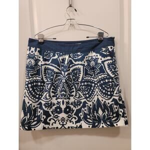 Merona Blue & White Floral Skirt with Pockets